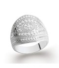 Grosse bague stylisée argent massif en relief