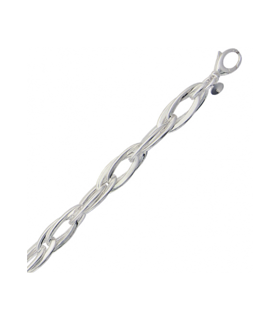 Gros bracelet argent double maillons ovales entrelacés -1