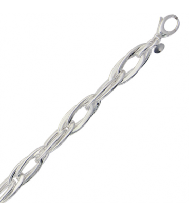Gros bracelet argent double maillons ovales entrelacés -1