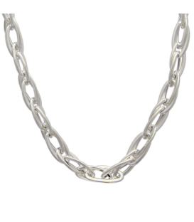 Gros collier argent double maillons ovales entrelacés