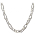 Gros collier argent double maillons ovales entrelacés