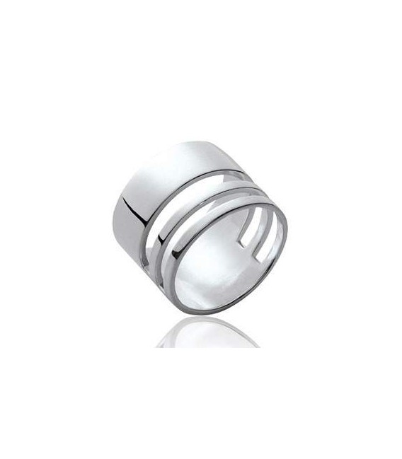 Bague anneau tube d'argent massif découpé-1