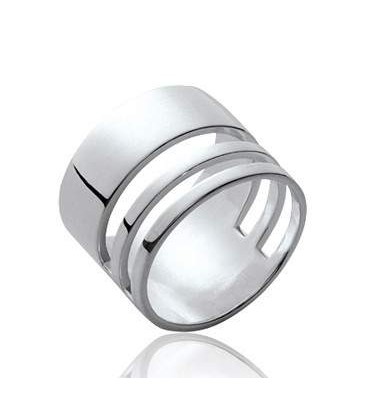 Bague anneau tube d'argent massif découpé-1