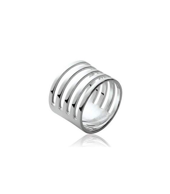 Bague argent massif cinq anneaux en suite tube-1