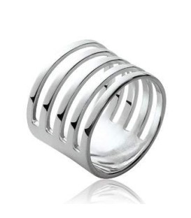 Bague argent massif cinq anneaux en suite tube