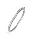 Beau bracelet argent massif rigide ouvrant en demi jonc de zirconium blanc-1