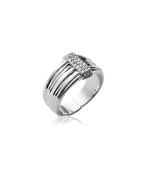 Bague argent plissée rangs zirconium-1