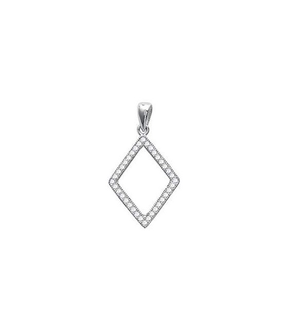 Pendentif argent massif petit pendant losange de zirconium-1