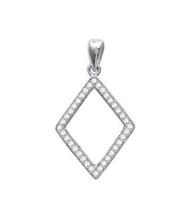 Pendentif argent massif petit pendant losange de zirconium