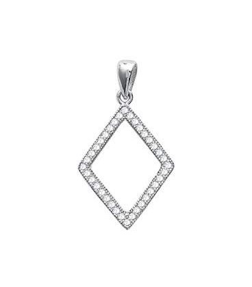 Pendentif argent massif petit pendant losange de zirconium-1