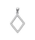 Pendentif argent massif petit pendant losange de zirconium