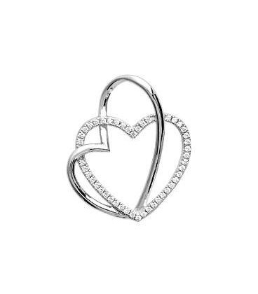 Pendentif coeur dans coeur en argent massif et zirconium -1