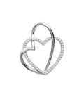 Pendentif coeur dans coeur en argent massif et zirconium 