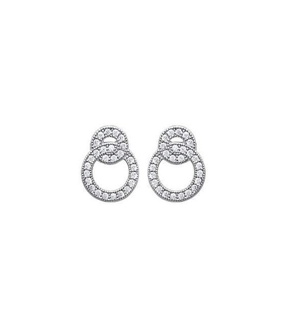  Boucles d'oreilles argent massif anneaux imbriqués de zirconium -1