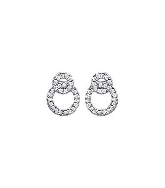 Boucles d'oreilles argent massif anneaux imbriqués de zirconium -1