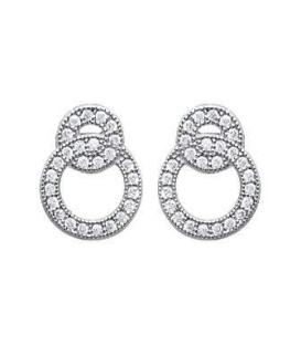  Boucles d'oreilles argent massif anneaux imbriqués de zirconium 