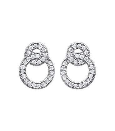  Boucles d'oreilles argent massif anneaux imbriqués de zirconium -1