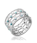 Bague argent massif pavé serti rond tour complet pierres speciales turquoise