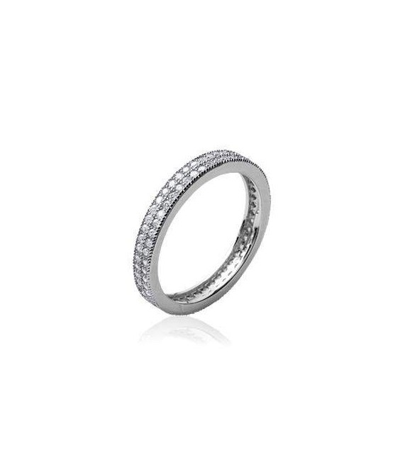 Alliance bague argent massif pavé d'oxydes de zirconium blancs tour complet-1