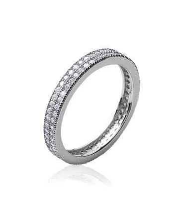 Alliance bague argent massif pavé d'oxydes de zirconium blancs tour complet-1
