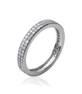 Alliance bague argent massif pavé d'oxydes de zirconium blancs tour complet