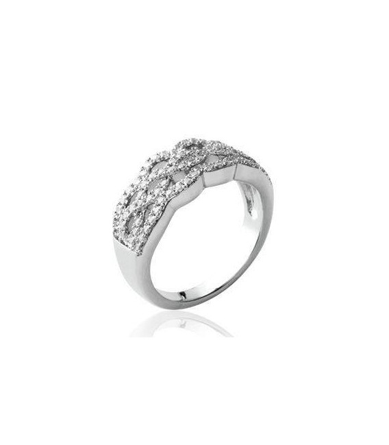 Grosse bague argent massif incrusté de zirconium-1