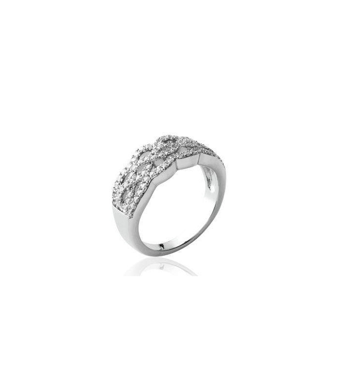 Bague En Argent Massif Avec Zirconiums - Taille 55/56 - Style épuré Et Brillant