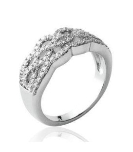 Grosse bague argent massif incrusté de zirconium