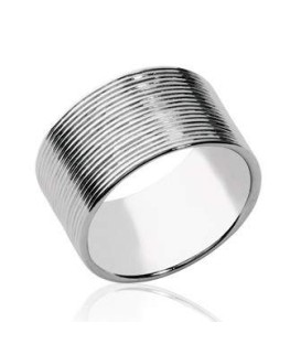 Bague argent massif tube stries