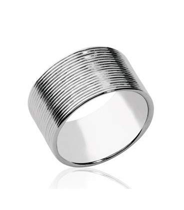 Bague argent massif tube stries-1