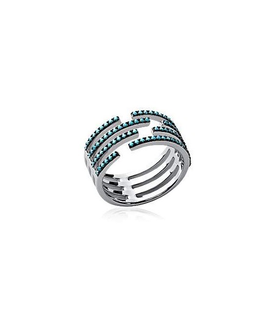 Belle bague argent quatre anneaux ouverts pierre speciale-1