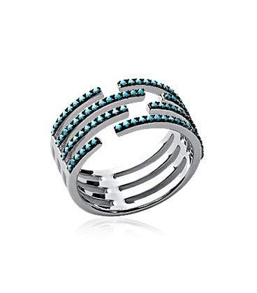 Belle bague argent quatre anneaux ouverts pierre speciale-1