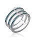 Bague trois anneaux argent massif zirconium et pierres vertes jade-1