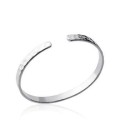 Beau bracelet jonc argent massif martelé rigide ouvert 