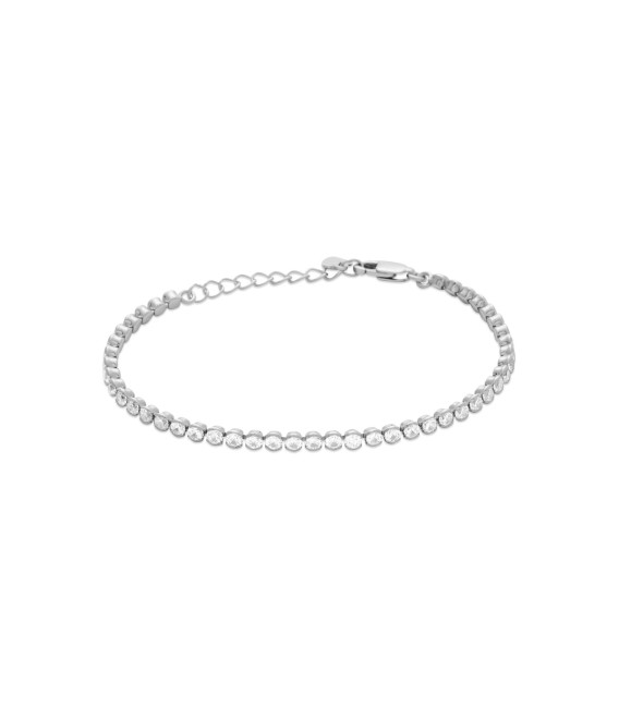 Bracelet argent massif zirconium rond-1