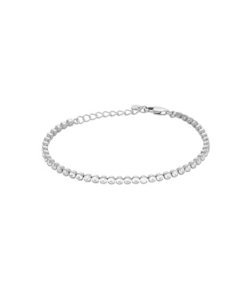 Bracelet argent massif zirconium rond-1