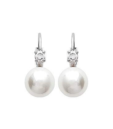 Boucles d'oreilles argent massif perle de Majorque et zirconium-1