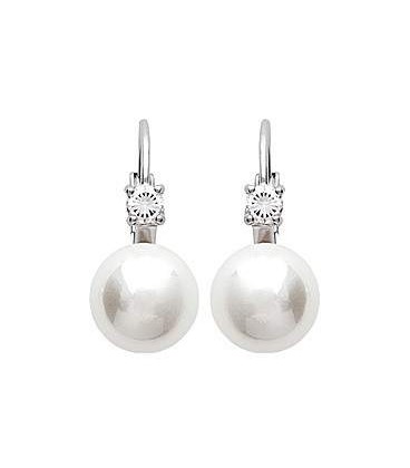 Boucles d'oreilles argent massif perle de Majorque et zirconium-1