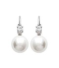 Boucles d'oreilles argent massif perle de Majorque et zirconium