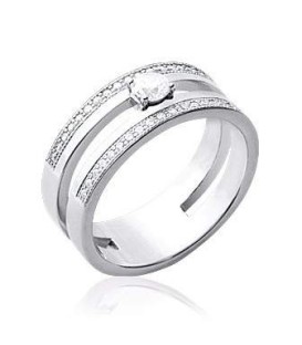 Grosse bague argent massif zirconium taillé diamant griffé-1