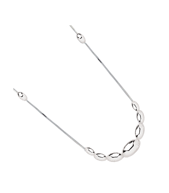 Collier argent massif perlé olivettes en chute-1