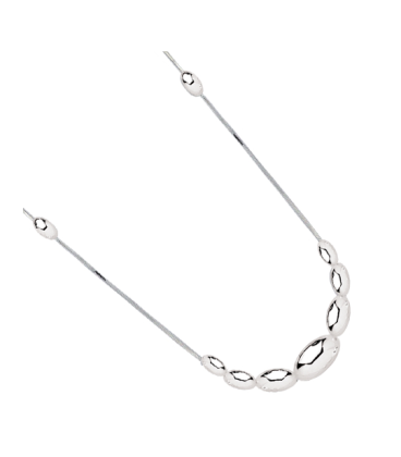 Collier argent massif perlé olivettes en chute-1