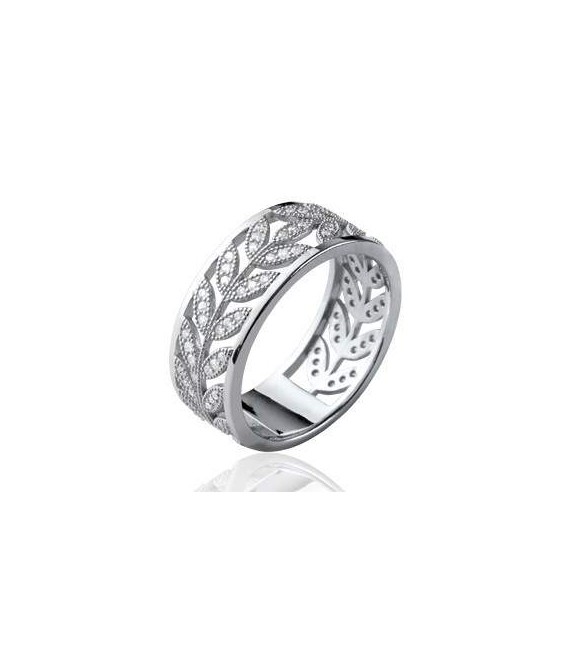 Bague alliance argent massif oxydes de zirconium -1