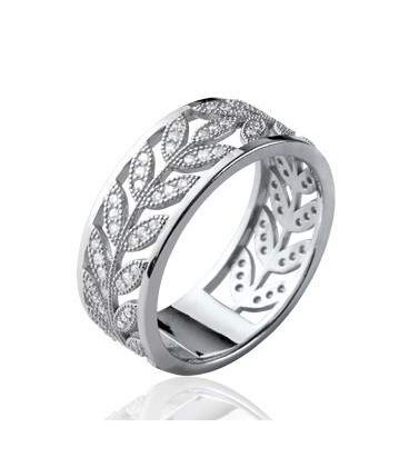 Bague alliance argent massif oxydes de zirconium -1