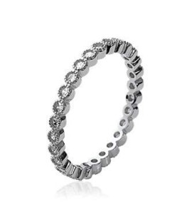 Alliance argent massif sertie zirconium ronds