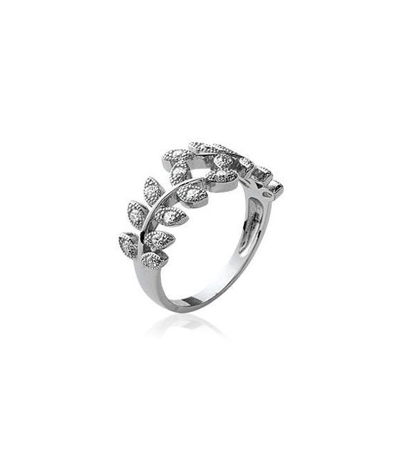 Bague argent massif belles volutes de zirconium blanc-1