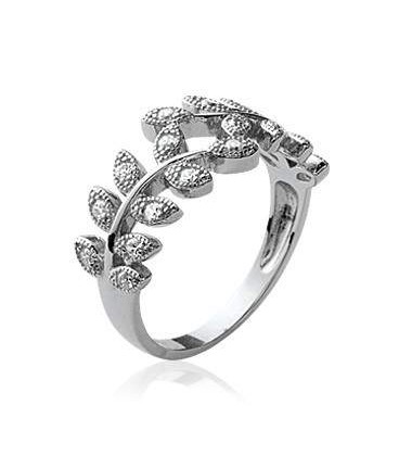 Bague argent massif belles volutes de zirconium blanc-1