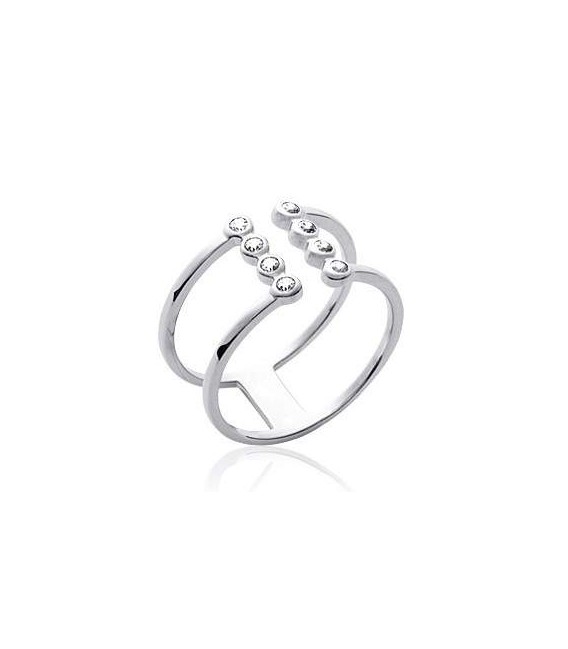 Bague argent massif anneaux ouvert huit zirconium blanc-1