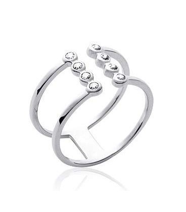 Bague argent massif anneaux ouvert huit zirconium blanc-1