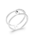 Bague argent massif bel effet entrelacs d'anneaux zirconium blanc